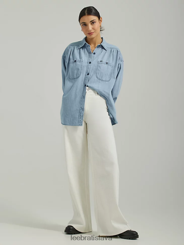 Lee oblečenie HL0J0R154 mramorová biela ženy vysoké džínsy v áčkovej línii