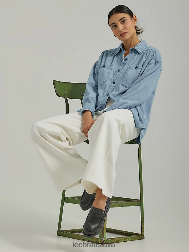 Lee oblečenie HL0J0R154 mramorová biela ženy vysoké džínsy v áčkovej línii