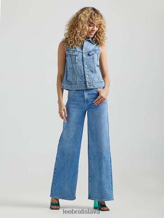 Lee oblečenie HL0J0R155 skalnatá modrá ženy vysoké džínsy v áčkovej línii