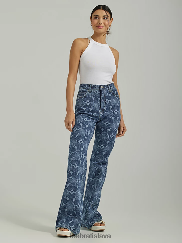 Lee oblečenie HL0J0R156 laserové kvetinové ženy high rise lasered relaxed flare jean