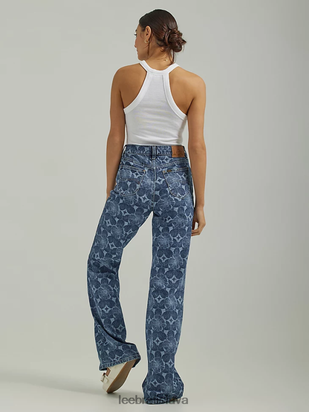 Lee oblečenie HL0J0R156 laserové kvetinové ženy high rise lasered relaxed flare jean