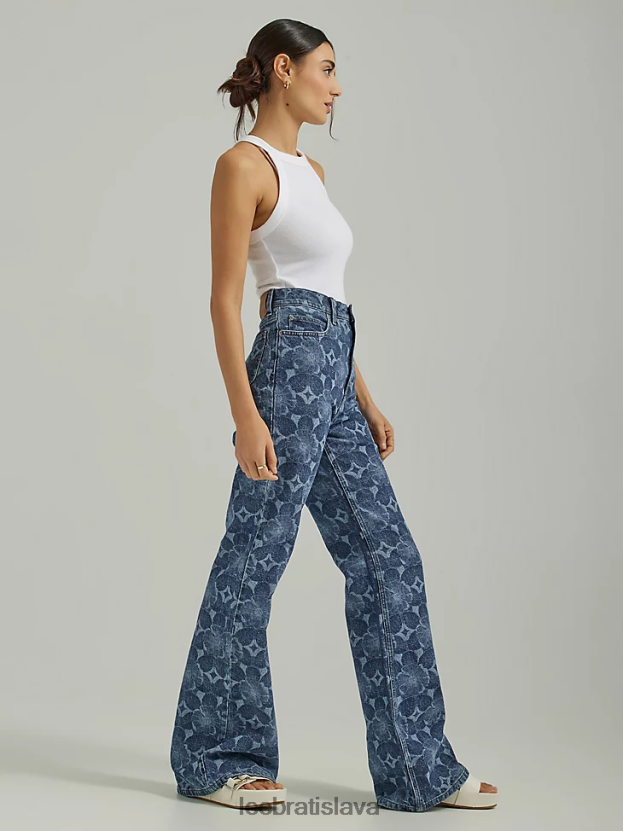 Lee oblečenie HL0J0R156 laserové kvetinové ženy high rise lasered relaxed flare jean
