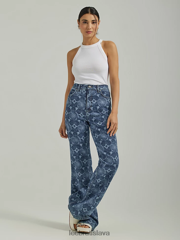 Lee oblečenie HL0J0R156 laserové kvetinové ženy high rise lasered relaxed flare jean