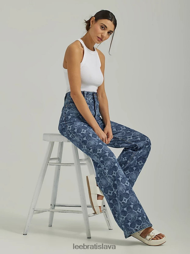 Lee oblečenie HL0J0R156 laserové kvetinové ženy high rise lasered relaxed flare jean