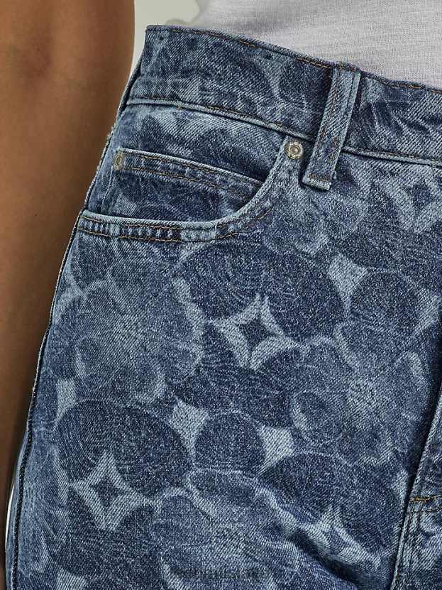 Lee oblečenie HL0J0R156 laserové kvetinové ženy high rise lasered relaxed flare jean