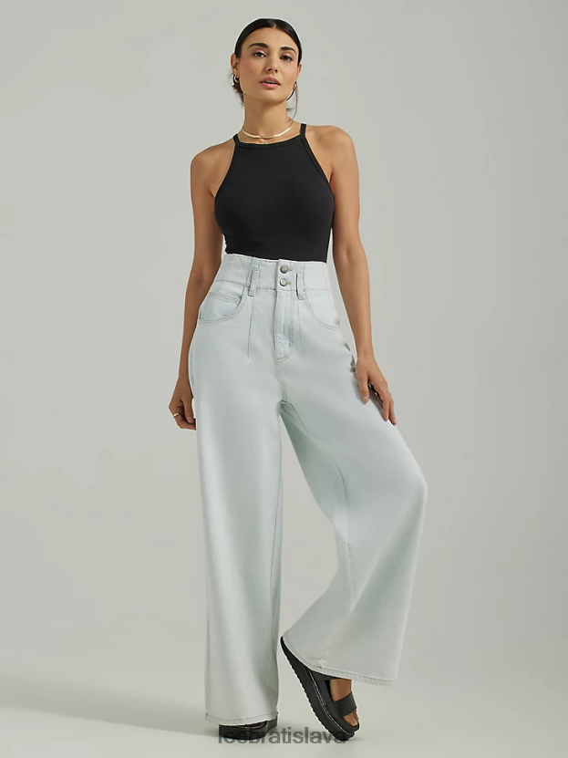 Lee oblečenie HL0J0R157 solárne bielidlo ženy džínsové vysoké plisované široké džínsy