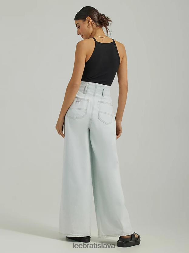 Lee oblečenie HL0J0R157 solárne bielidlo ženy džínsové vysoké plisované široké džínsy