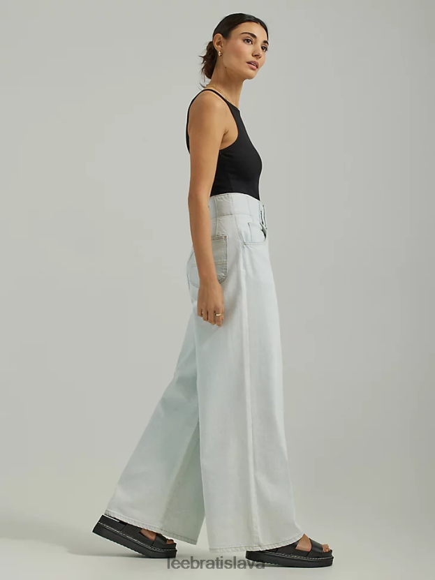 Lee oblečenie HL0J0R157 solárne bielidlo ženy džínsové vysoké plisované široké džínsy