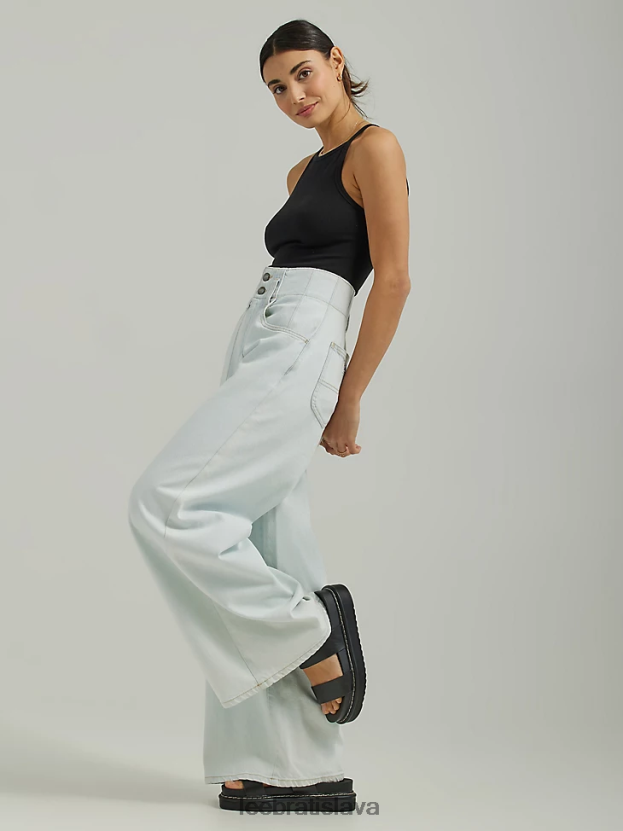 Lee oblečenie HL0J0R157 solárne bielidlo ženy džínsové vysoké plisované široké džínsy