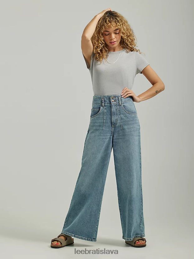 Lee oblečenie HL0J0R158 tlmené slnko ženy džínsové vysoké plisované široké džínsy