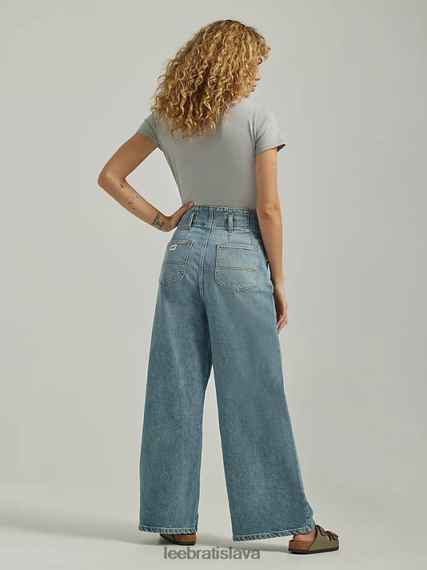 Lee oblečenie HL0J0R158 tlmené slnko ženy džínsové vysoké plisované široké džínsy