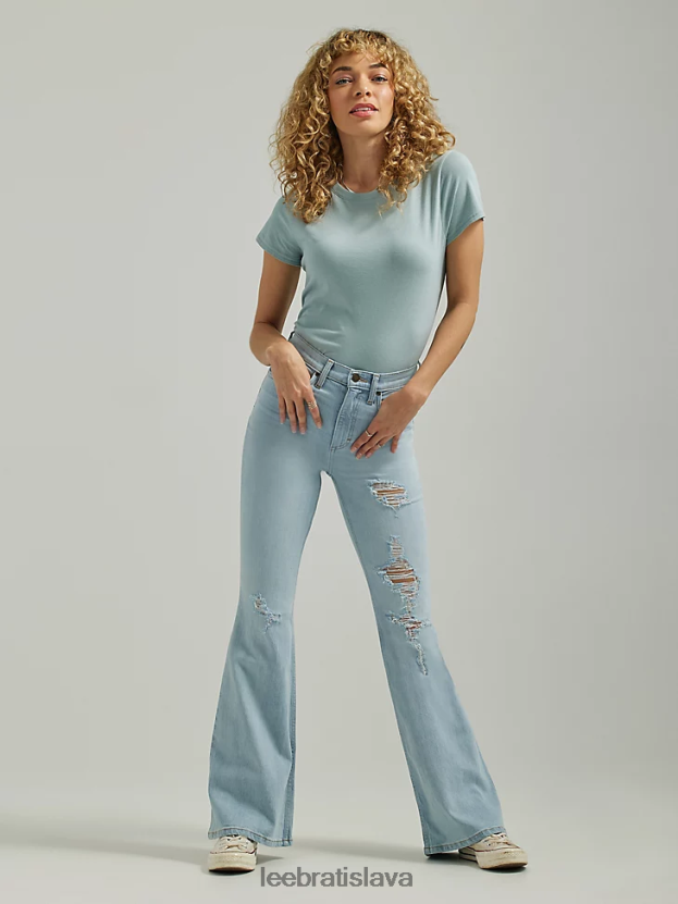Lee oblečenie HL0J0R161 stúpanie svetla dx ženy vysoké roztrhané svetlice džínsy