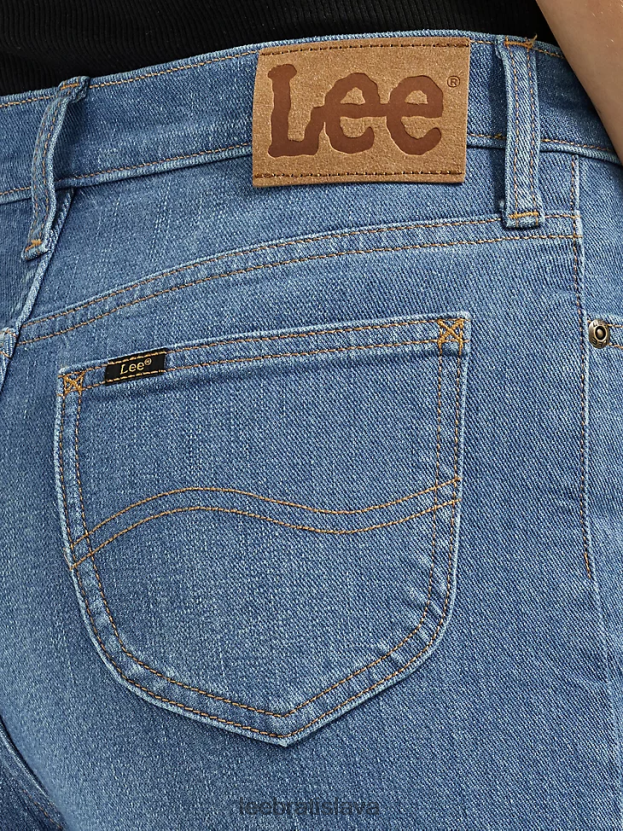 Lee oblečenie HL0J0R163 siena svetlá ženy vysoké džínsy s pravidelným strihom