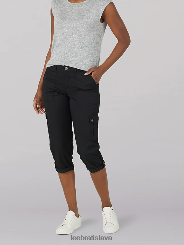 Lee oblečenie HL0J0R435 čierna ženy ultra lux s flex-to-go uvoľneným nákladom capri