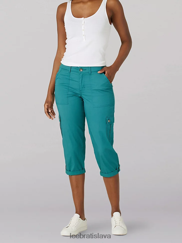 Lee oblečenie HL0J0R437 stredozelená ženy ultra lux s flex-to-go uvoľneným nákladom capri