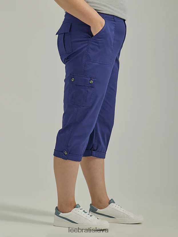 Lee oblečenie HL0J0R449 stredoveká modrá ženy ultra lux s flex-to-go uvoľneným nákladom Capri (plus)