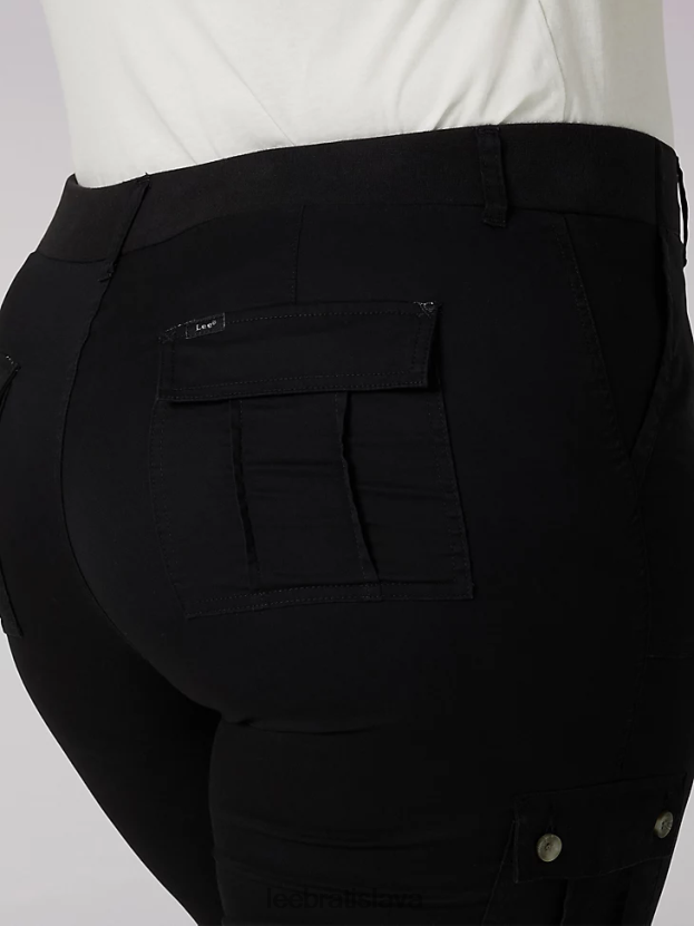 Lee oblečenie HL0J0R450 čierna ženy ultra lux s flex-to-go uvoľneným nákladom Capri (plus)