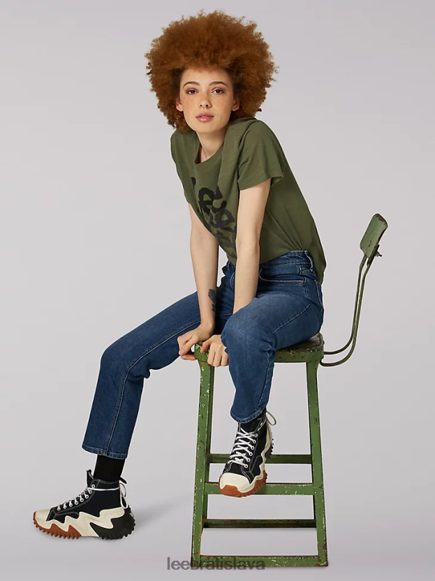 Lee oblečenie HL0J0R452 indigové oči ženy dedičstvo vysoký vzostup uvoľnený strih crop jean