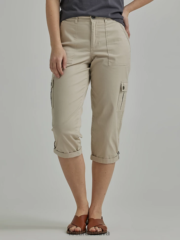 Lee oblečenie HL0J0R458 priekopnícka béžová ženy ultra lux s flex-to-go uvoľneným nákladom capri (drobné)