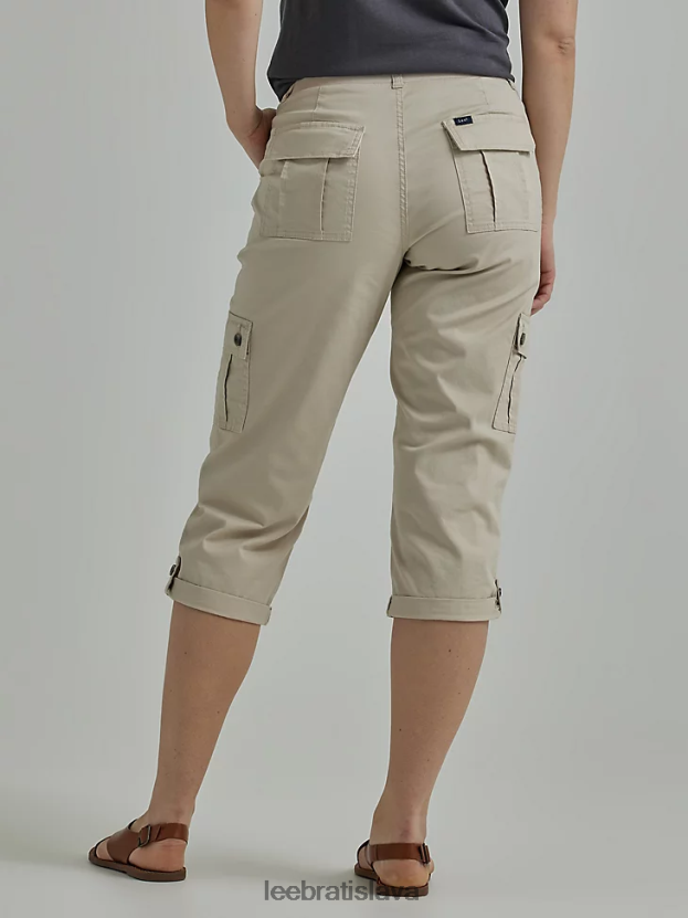 Lee oblečenie HL0J0R458 priekopnícka béžová ženy ultra lux s flex-to-go uvoľneným nákladom capri (drobné)