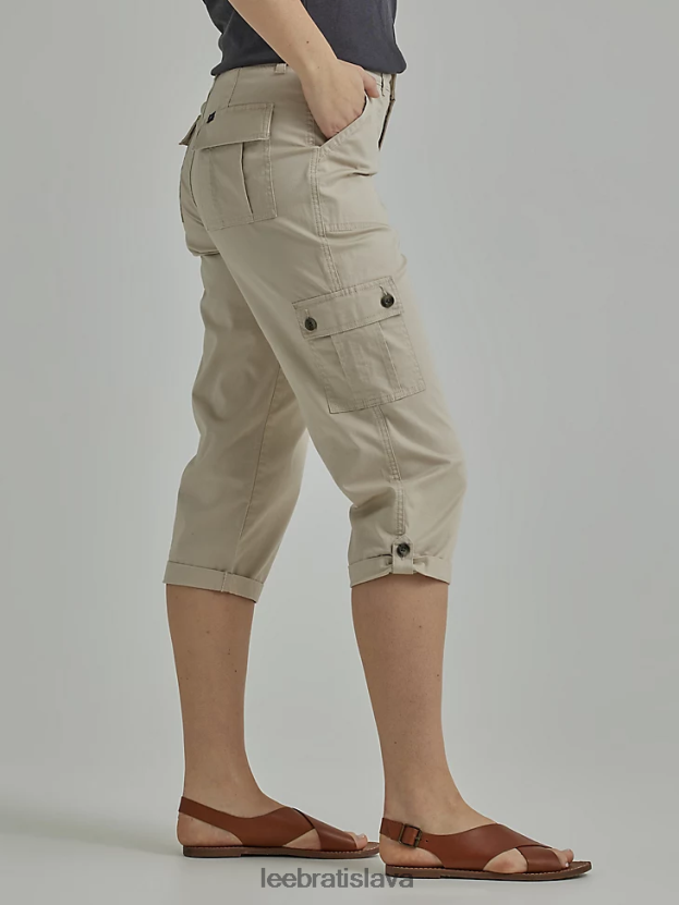 Lee oblečenie HL0J0R458 priekopnícka béžová ženy ultra lux s flex-to-go uvoľneným nákladom capri (drobné)