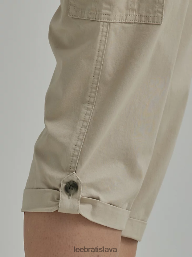 Lee oblečenie HL0J0R458 priekopnícka béžová ženy ultra lux s flex-to-go uvoľneným nákladom capri (drobné)