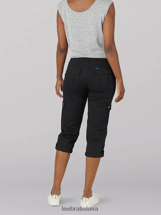 Lee oblečenie HL0J0R460 čierna ženy ultra lux s flex-to-go uvoľneným nákladom capri (drobné)