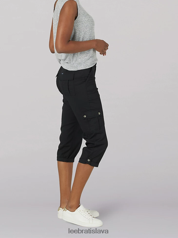 Lee oblečenie HL0J0R460 čierna ženy ultra lux s flex-to-go uvoľneným nákladom capri (drobné)