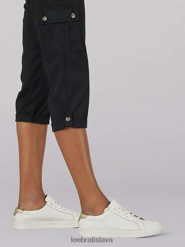 Lee oblečenie HL0J0R460 čierna ženy ultra lux s flex-to-go uvoľneným nákladom capri (drobné)