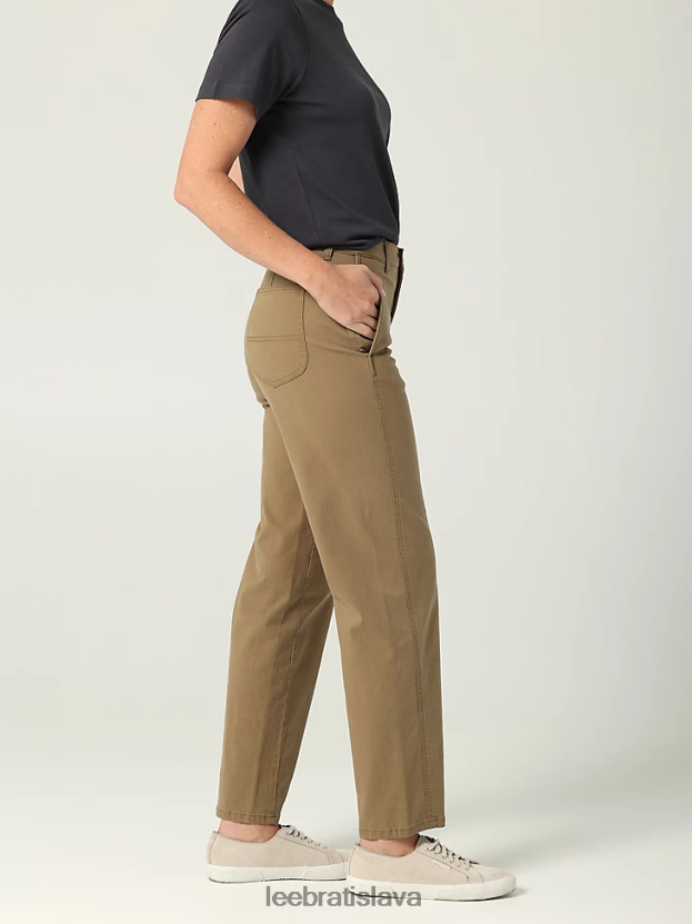 Lee oblečenie HL0J0R192 tmavá kaki ženy ultra lux uvoľnené rovné nohavice