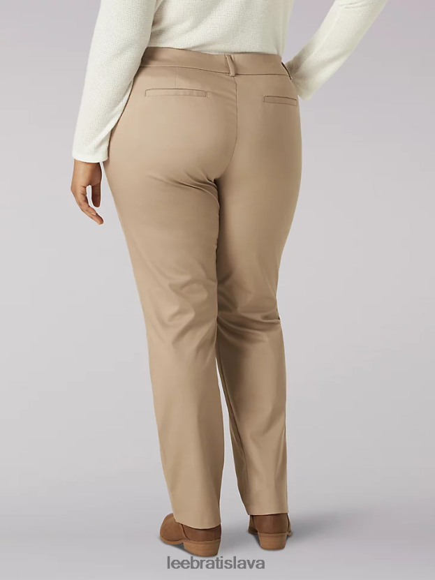 Lee oblečenie HL0J0R199 ľan ženy rovné nohavice bez vrások uvoľneného strihu (plus)
