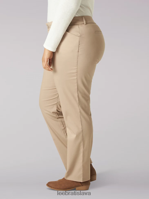Lee oblečenie HL0J0R199 ľan ženy rovné nohavice bez vrások uvoľneného strihu (plus)