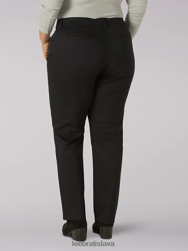 Lee oblečenie HL0J0R201 čierna ženy rovné nohavice bez vrások uvoľneného strihu (plus)
