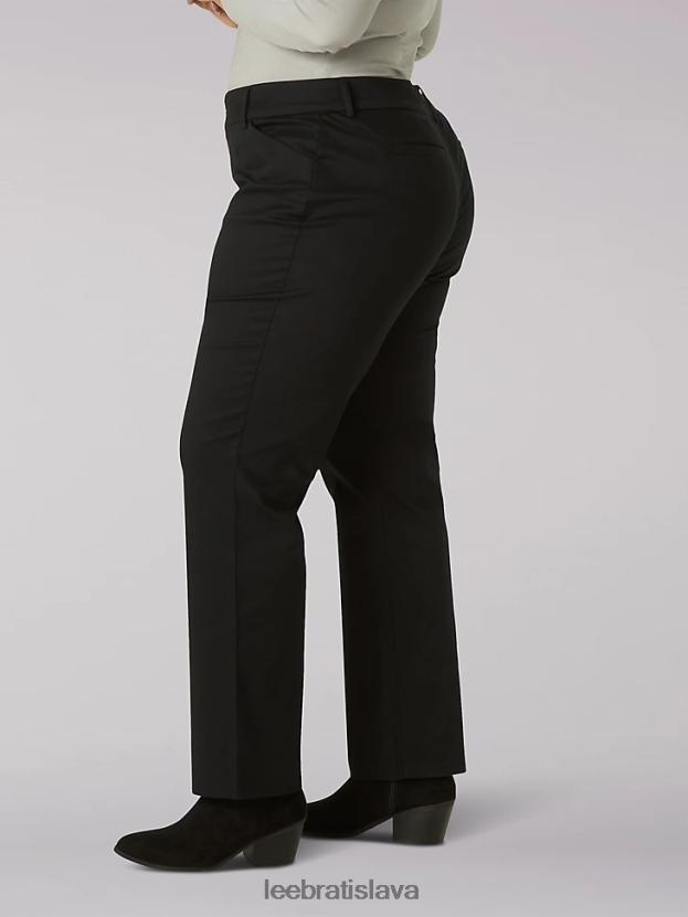 Lee oblečenie HL0J0R201 čierna ženy rovné nohavice bez vrások uvoľneného strihu (plus)