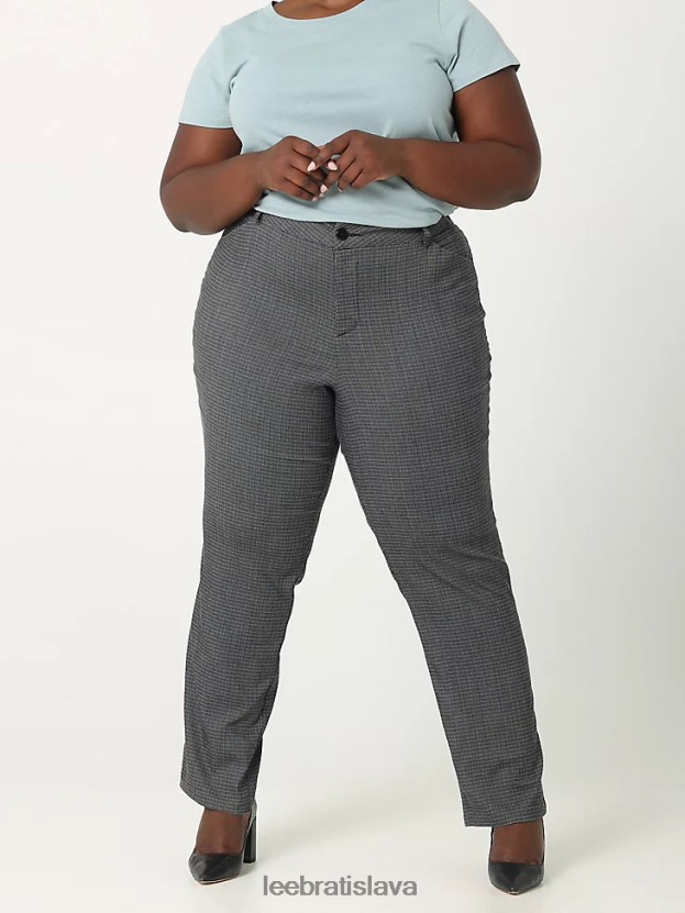 Lee oblečenie HL0J0R203 čiernobiely rockhill pléd ženy rovné nohavice bez vrások uvoľneného strihu (plus)