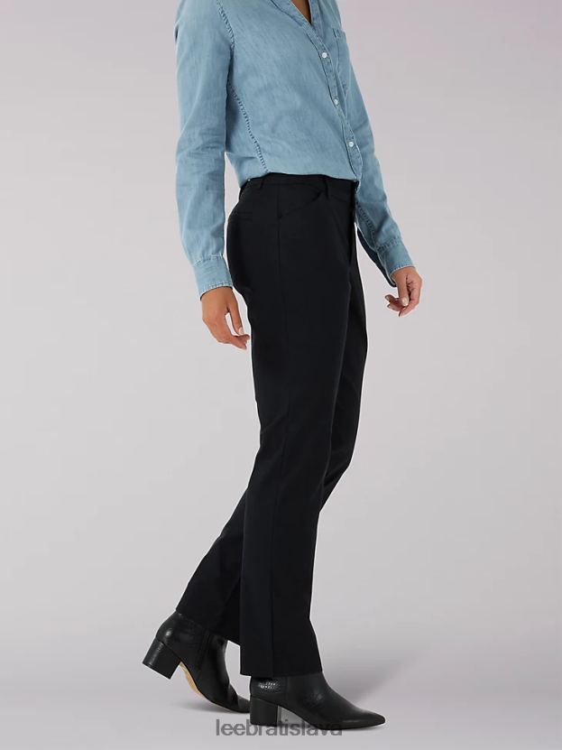 Lee oblečenie HL0J0R216 čierna ženy rovné nohavice bez vrások uvoľneného strihu (drobné)