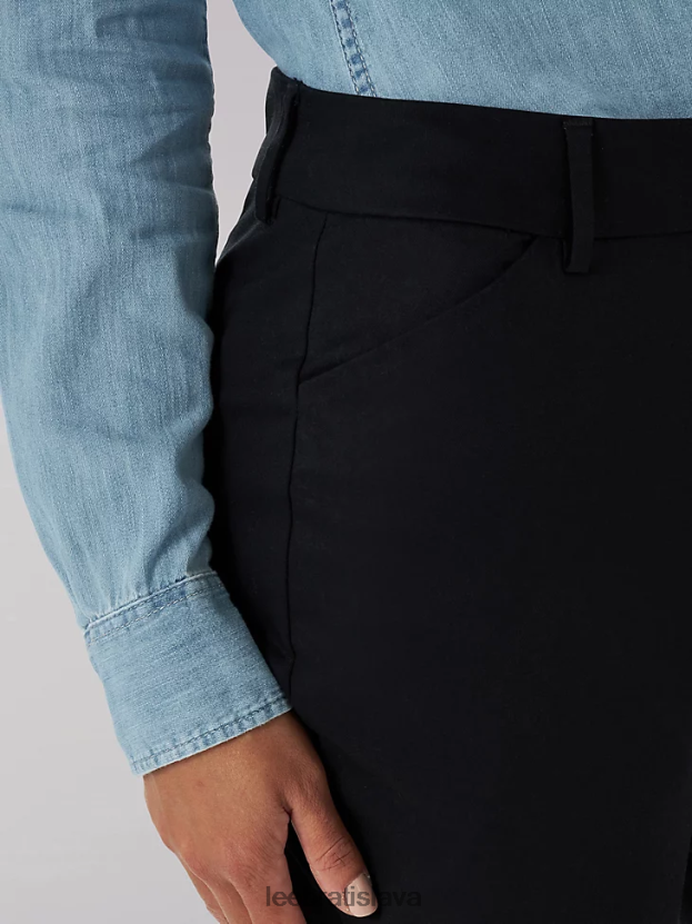 Lee oblečenie HL0J0R216 čierna ženy rovné nohavice bez vrások uvoľneného strihu (drobné)