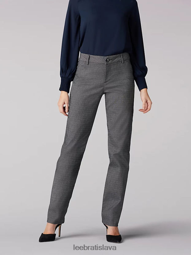 Lee oblečenie HL0J0R217 čierna biela rockhill pléd ženy rovné nohavice bez vrások uvoľneného strihu (drobné)
