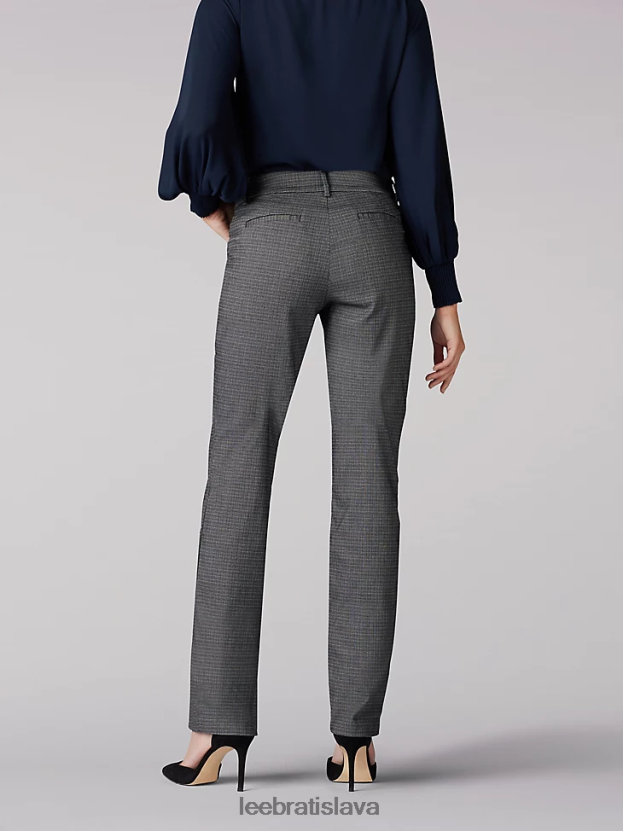 Lee oblečenie HL0J0R217 čierna biela rockhill pléd ženy rovné nohavice bez vrások uvoľneného strihu (drobné)