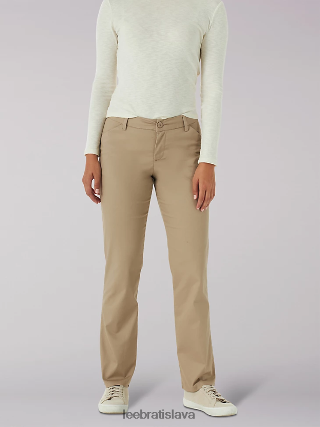 Lee oblečenie HL0J0R218 ľan ženy rovné nohavice bez vrások uvoľneného strihu (drobné)