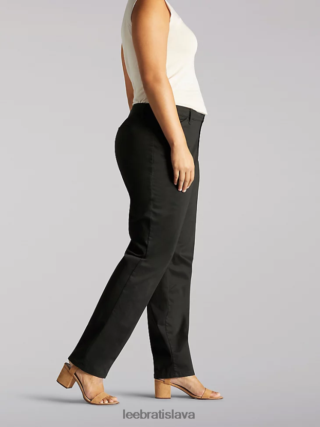 Lee oblečenie HL0J0R221 čierna ženy rovné nohavice uvoľneného strihu (celodenné nohavice) (plus)
