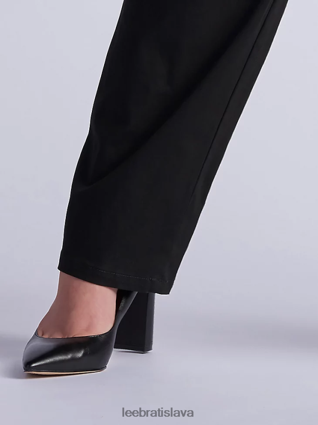 Lee oblečenie HL0J0R221 čierna ženy rovné nohavice uvoľneného strihu (celodenné nohavice) (plus)