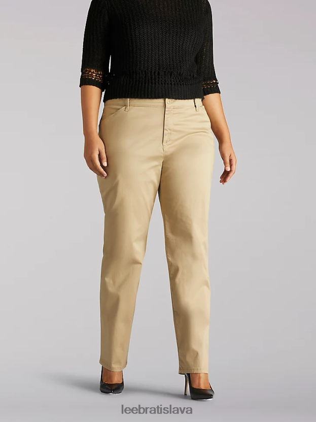 Lee oblečenie HL0J0R222 ľan ženy rovné nohavice uvoľneného strihu (celodenné nohavice) (plus)