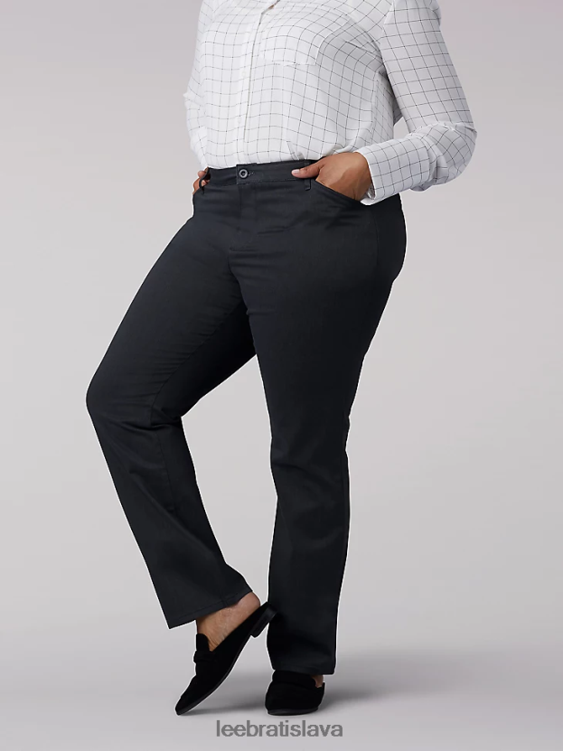 Lee oblečenie HL0J0R223 vres z dreveného uhlia ženy rovné nohavice uvoľneného strihu (celodenné nohavice) (plus)