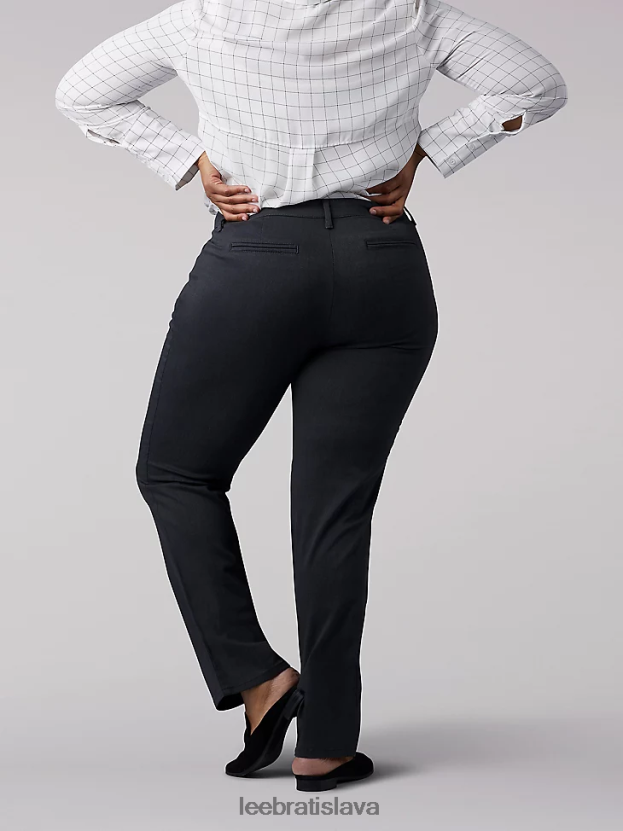 Lee oblečenie HL0J0R223 vres z dreveného uhlia ženy rovné nohavice uvoľneného strihu (celodenné nohavice) (plus)