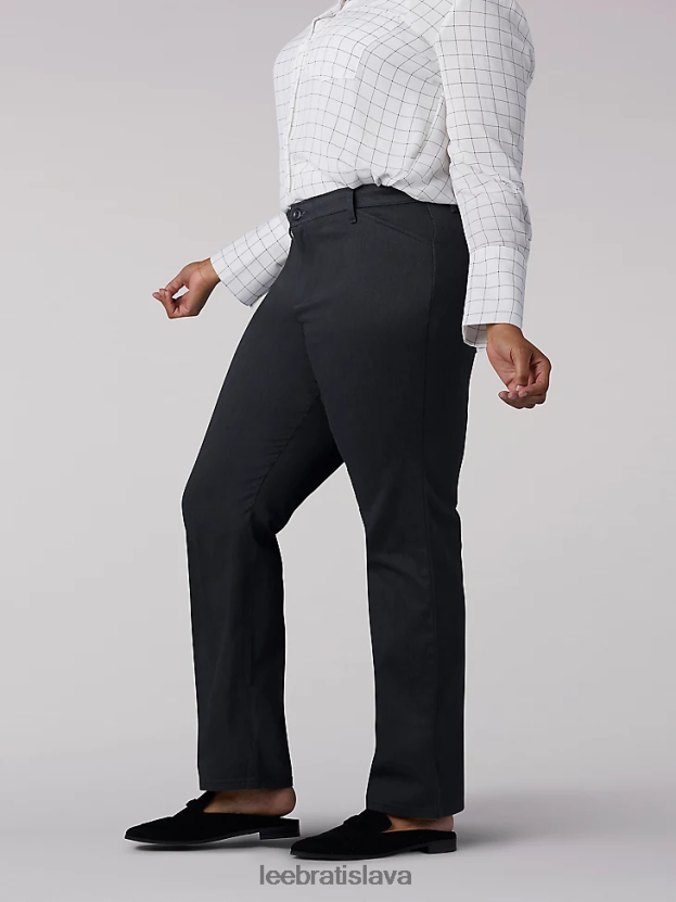 Lee oblečenie HL0J0R223 vres z dreveného uhlia ženy rovné nohavice uvoľneného strihu (celodenné nohavice) (plus)