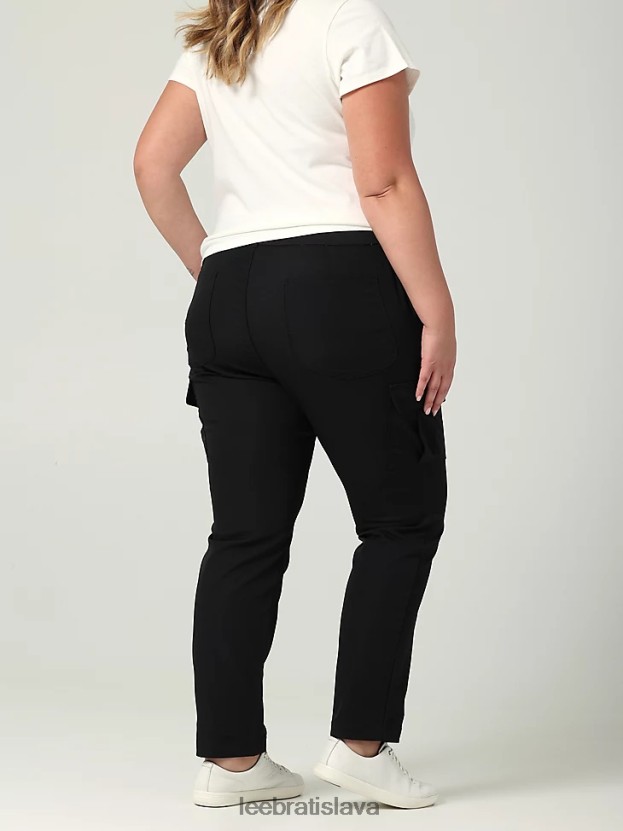 Lee oblečenie HL0J0R233 unionall čierna ženy ultra lux s flex-to-go švom cargo rovné nohavice (plus)