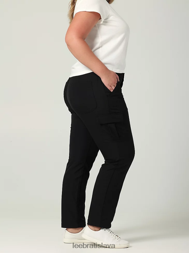 Lee oblečenie HL0J0R233 unionall čierna ženy ultra lux s flex-to-go švom cargo rovné nohavice (plus)