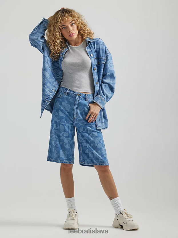 Lee oblečenie HL0J0R295 laserová geo ženy drop rozkrok lasered denim bermuda short