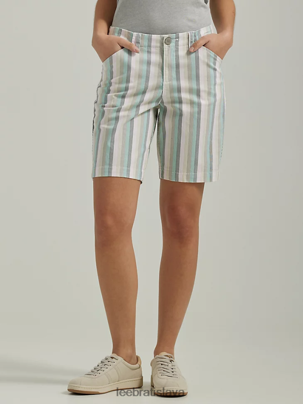 Lee oblečenie HL0J0R300 pevnostný zelený pruh ženy legendárne regular fit bermudy
